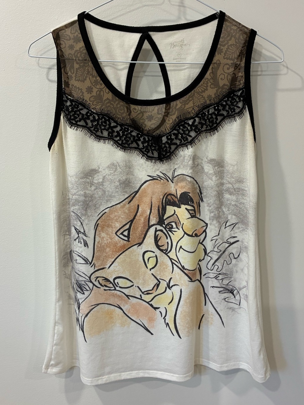Disney Cream and Black Lion King Lace Yoke Camisole